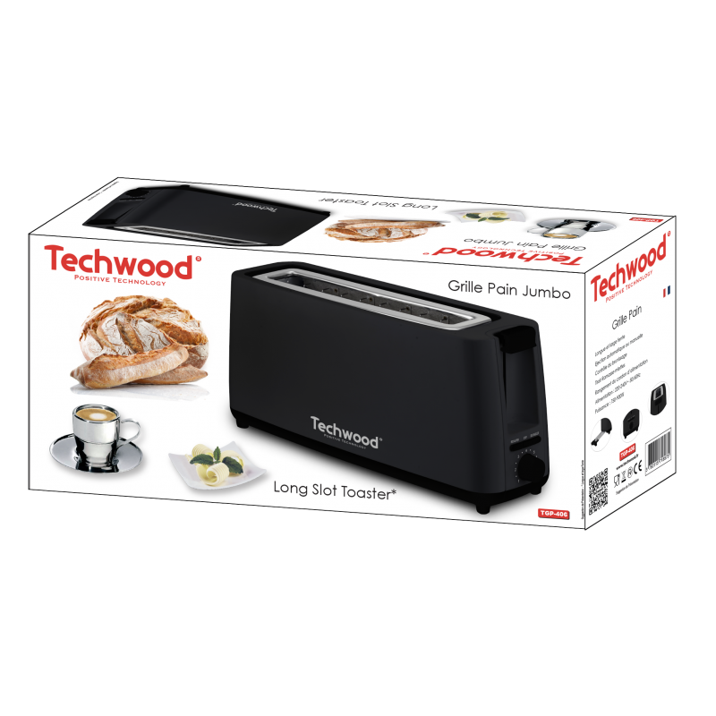 Techwood Jumbo Toaster. 1 Long and wide slot. 750-900W 