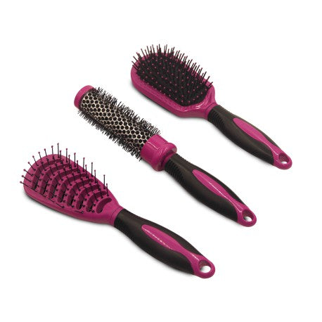 Coffret Coiffure Seche Cheveux fuschia Techwood. Livré avec 3 Brosses. 3 températures - 2 vitesses 2200W