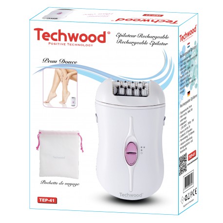 White Techwood Rechargeable Epilator. 3V battery