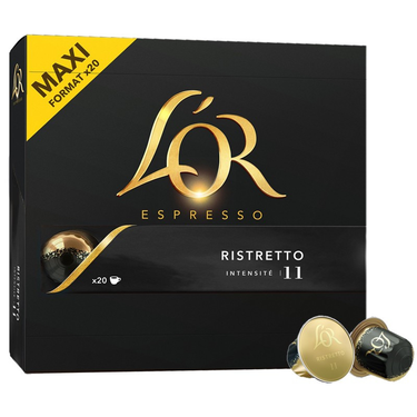 20 Capsules Espresso Ristretto L'Or Compatibles Machines Nespresso (Intensité 11)