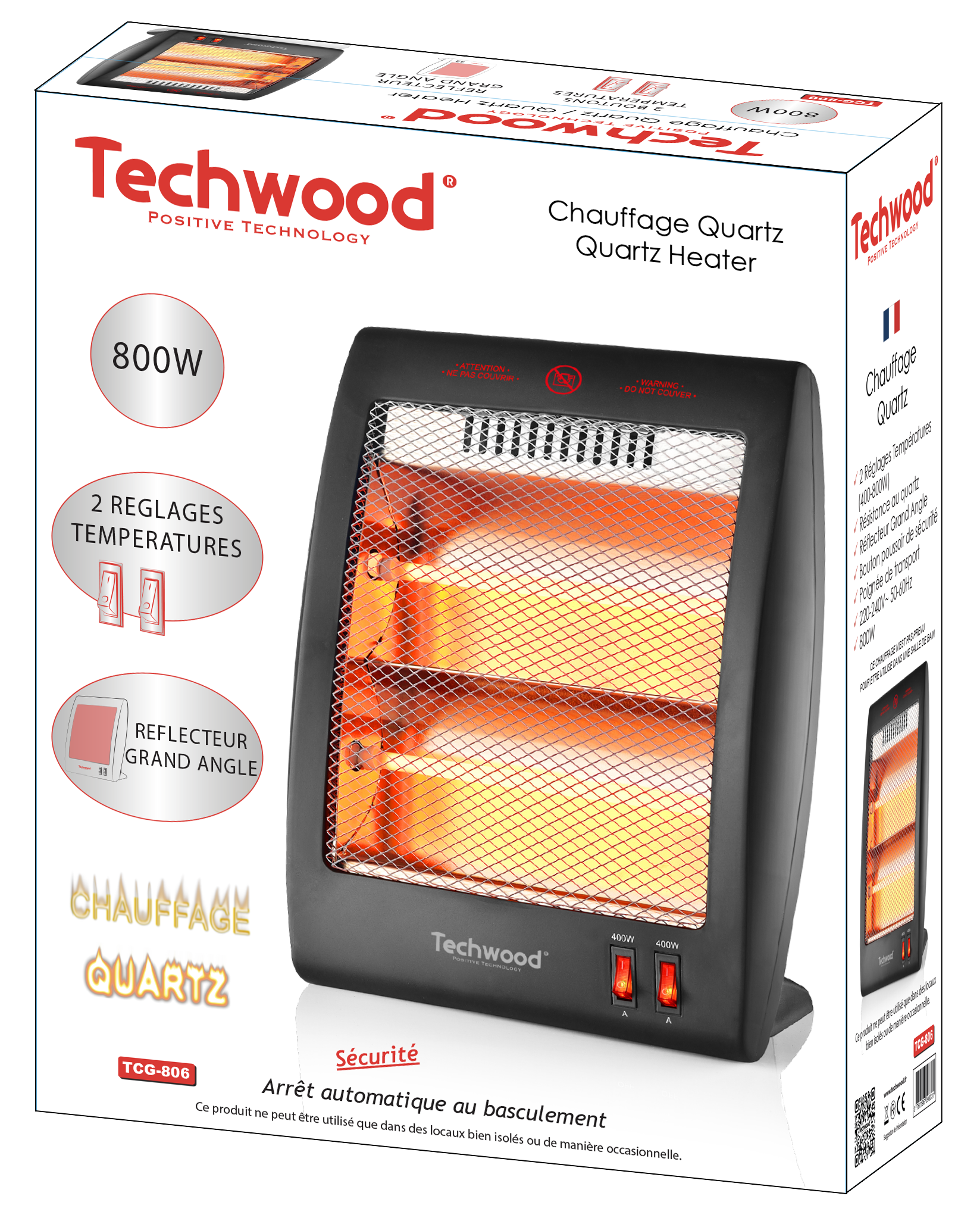 Quartz Heater 2 Settings 400-800w Techwood