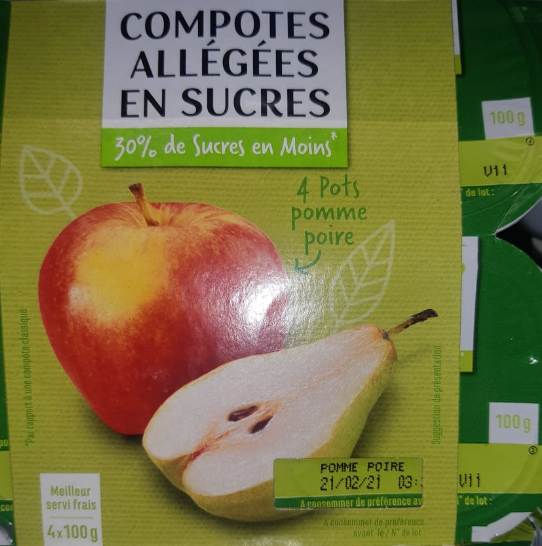 Compote Pomme Poire allégée en sucres Casino  4 x 100 g