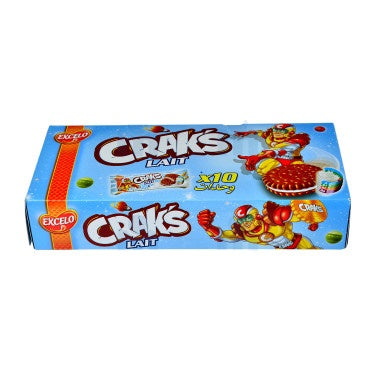 Cocoa Biscuit Filled with Milk 10 x 36g Crak's Excelo