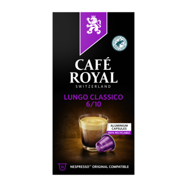 10 Aluminum Capsules Lungo Classico Café Royal Nespresso Compatible