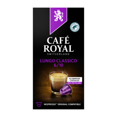 10 Capsules Aluminium Lungo Classico Café Royal Nespresso Compatible