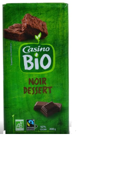 Chocolat Noir Dessert 55% de Cacao   Bio Casino  200 g