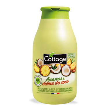 Moisturizing Shower Milk with 97% Natural Origin Ingredients Pineapple and Cottage Coconut Cream 250 ml