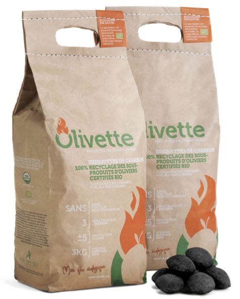 Biodegradable Bag of Charcoal Briquette 100% BIO Olivette 3kg 