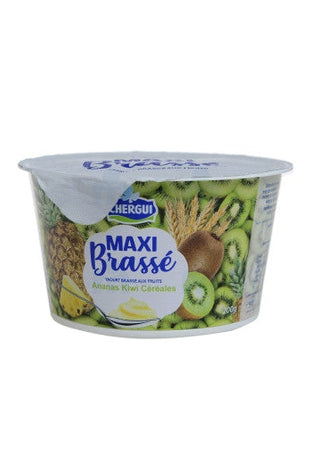 Yaourt Maxi Brassé Aux Fruits - Ananas, Kiwi Et Céréales  Chergui  200g