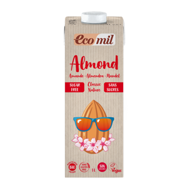 Organic Plain Almond Milk Sugar Free and Gluten Free EcoMil 1L