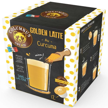 12 Capsules Golden Latte With Turmeric Colombus Coffee and Co (Dolce Gusto)