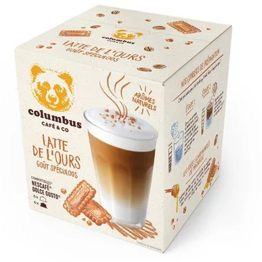 12 Capsules Bear Latte Speculoos Colombus Coffee and Co (Dolce Gusto)