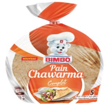 5 خبز شاورما مصنوع من القمح الكامل مصدر للألياف بيمبو 192 جرام