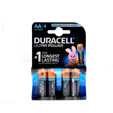 4 Duracell Ultra Power AA Alkaline Batteries