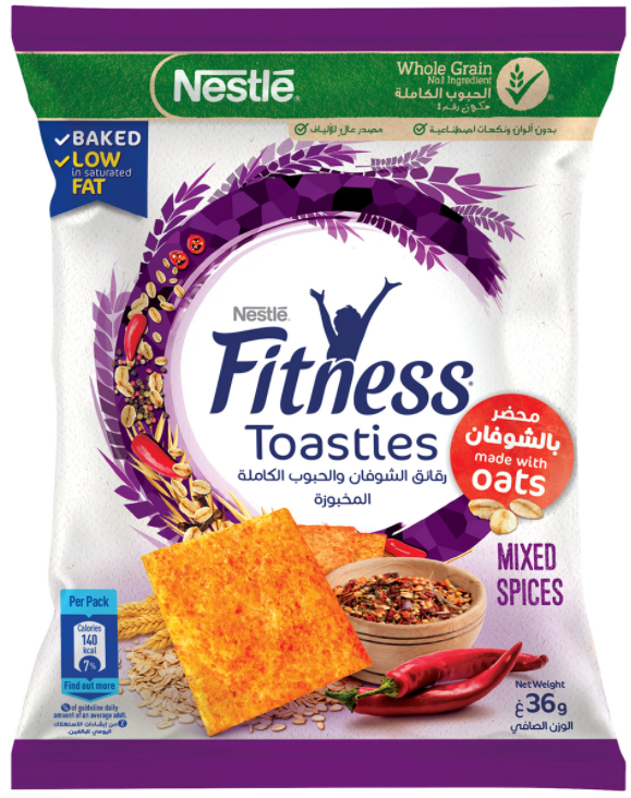 Nestlé Fitness Toasties Avena Mezcla Especias Cereal 36g