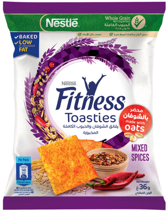 Céréales Fitness  Toasties Avoine Mélange d'Epices Nestlé  36g