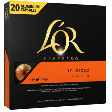 20 Delizioso L'OR Espresso Capsules Compatible with Nespresso Machines (Intensity 5)