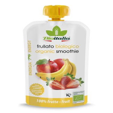 Compota de Manzana, Fresa y Plátano 100% Ecológico BIOITALIA Smoothie 120 g