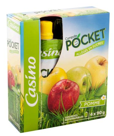 Resealable Pocket Compote Reduced in Sugar Apple Casino - 4 x 90g