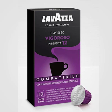 10 Espresso Capsules Vigoroso intensity 12 Lavazza Compatible NESPRESSO machine 55g 