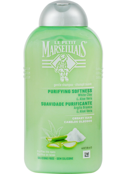 Shampooing Soin aux Extraits d'Argile Blanche et de Lait de Jasmin pour Cheveux Régraissant Vite Le Petit Marseillais 250ml