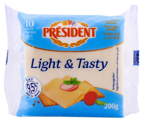 President Hamburger Light Cheese Slices 200 g