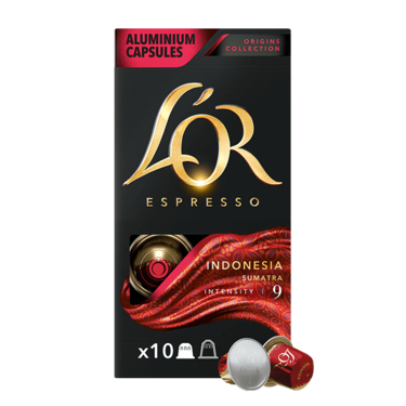 10 Capsules Espresso Origins Collection Café d'Indonésie Sumatra L'Or Compatibles Avec Les Machines Nespresso