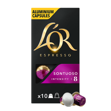 10 Sontuoso L'OR Espresso Capsules Compatible With Nespresso Machines (Intensity 8)
