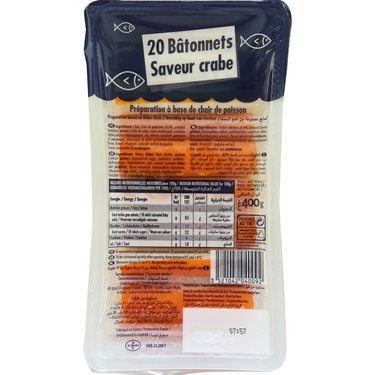 20 Bâtonnets Saveur Crabe "Surimi" Compagnie des Pêches Saint-Malo 400 g