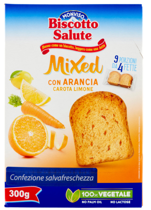 Biscuit Santé Mélangé à l'Orange Carotte et Citron 300 g  MONVISO 300 G