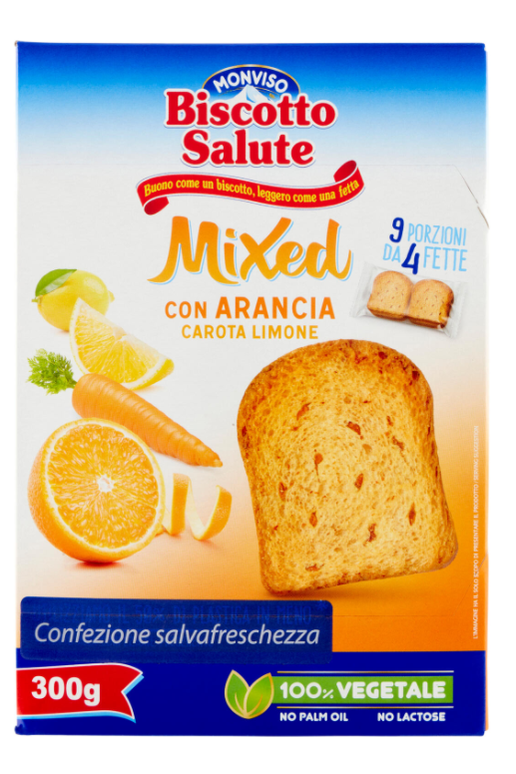 بسكويت صحي ممزوج بالبرتقال والجزر والليمون 300 جرام مونفيسو 300 جرام