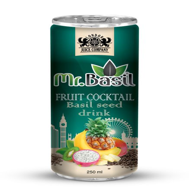 Mr. Basil Cocktail Bebida de Frutas y Semillas de Albahaca 250 ml