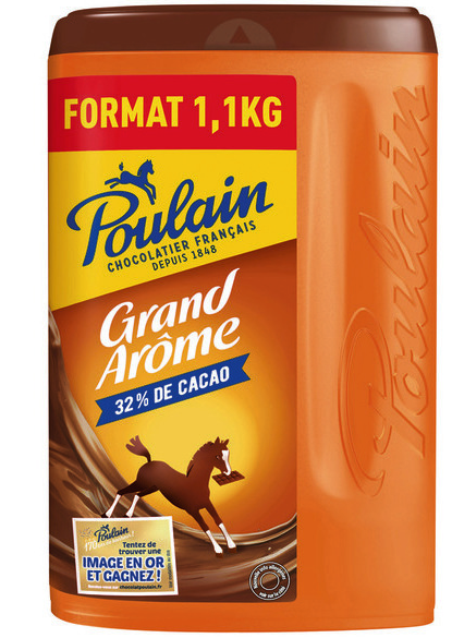 Chocolat en poudre  Grand Arôme 32% de Cacao POULAIN 1,1kg