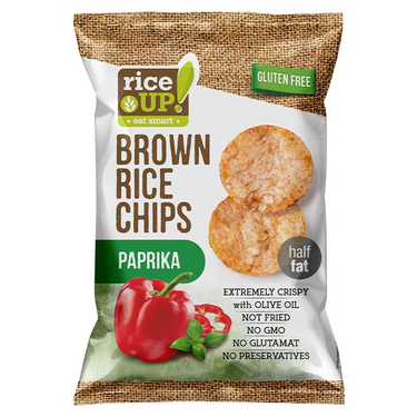 Ultra-Fine Puffed Brown Rice Chips Paprika Flavor Rice Up 60g