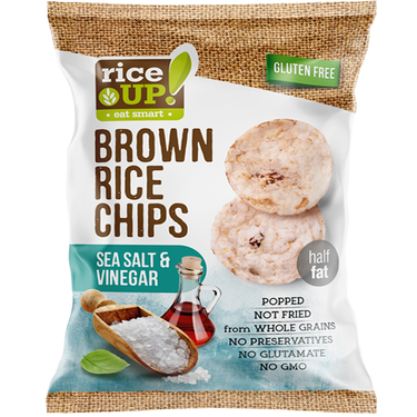 Ultra-Thin Puffed Brown Rice Crisps Sea Salt &amp; Vinegar Flavor Rice Up 60g