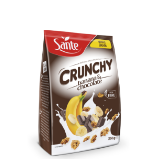 Céréales Muesli Crunchy Banane et Chocolat Sante 350g