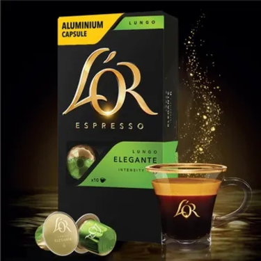 10 Lungo Elegante L'OR Espresso Capsules Compatible with Nespresso Machines (Intensity 6)