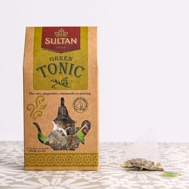 Infusion Green Tea Ginger Lemongrass And Ginseng Green Tonic Sultan 15 Sachets