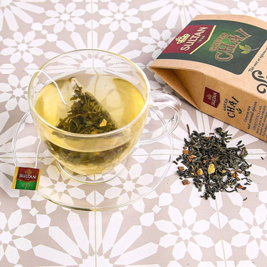 شاي أخضر سلطان منقوع الشاي الأخضر والبهارات الشرقية 15 كيساً