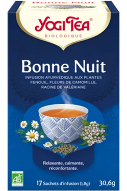 17 Sachets Infusions Ayurvédique au Fenouil, Fleurs de Camomille et Racine de Valériane Bonne Nuit Yogi Tea 30.6 g