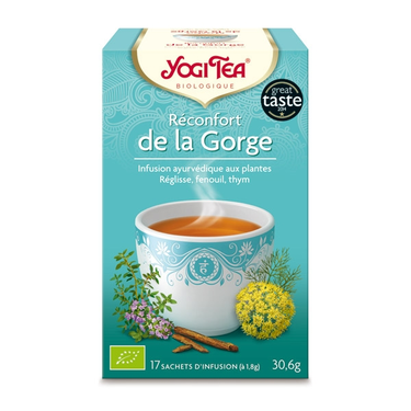 17 Sachets Infusions Ayurvédique au Réglisse, Fenouil et Thym Réconfort de la Gorge Yogi Tea 30.6 g