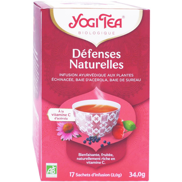 17 Sachets Infusions Ayurvédique à l'Echinacée, Baie d'Acérola et Baie de Sureau Défenses Naturelles Yogi Tea 34 g