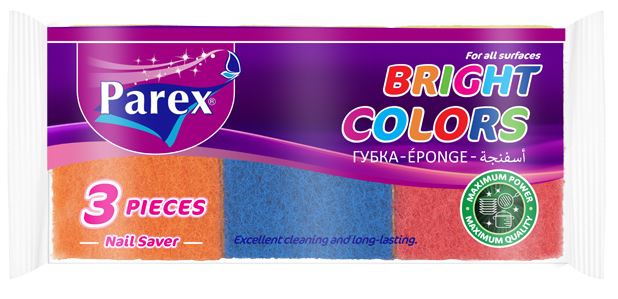 3 Brightly Coloured Scouring Sponges Parex