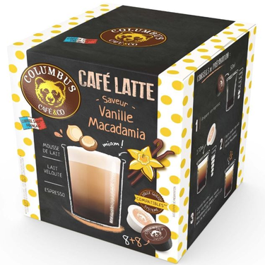 16 Vanilla Flavor Capsules Macadamia Colombus Coffee and Co (Dolce Gusto)
